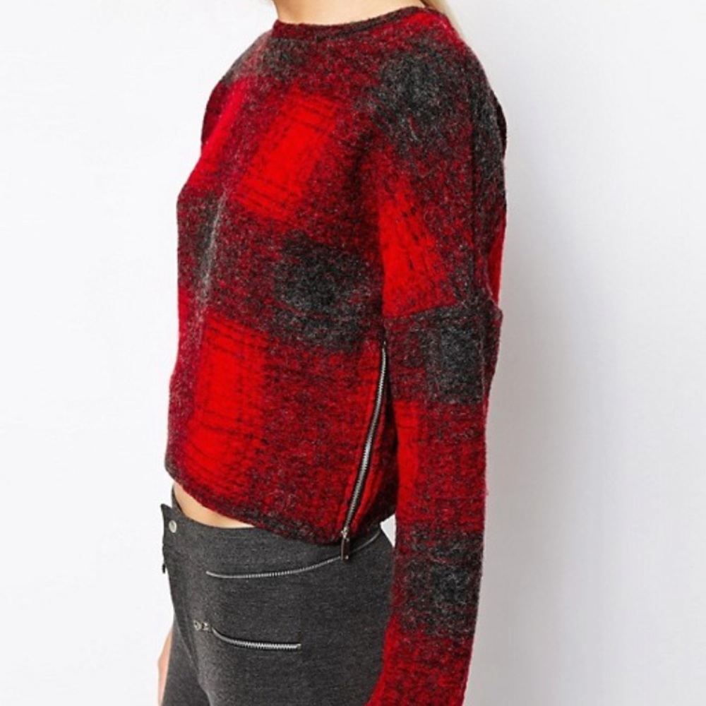 Mango Brushed Oversized Check Sweater